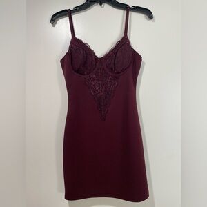 Burgundy Lace Slip Dress